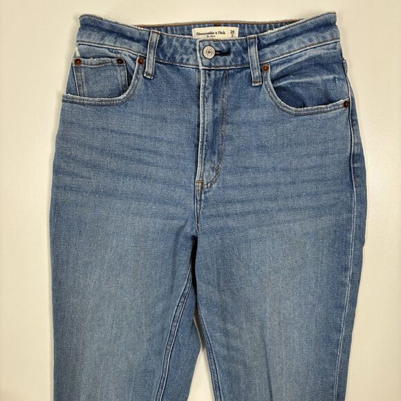 Abercrombie & Fitch Women's Blue Jeans Size 26/2 The Mom High Rise Curve Love - Picture 2 of 14